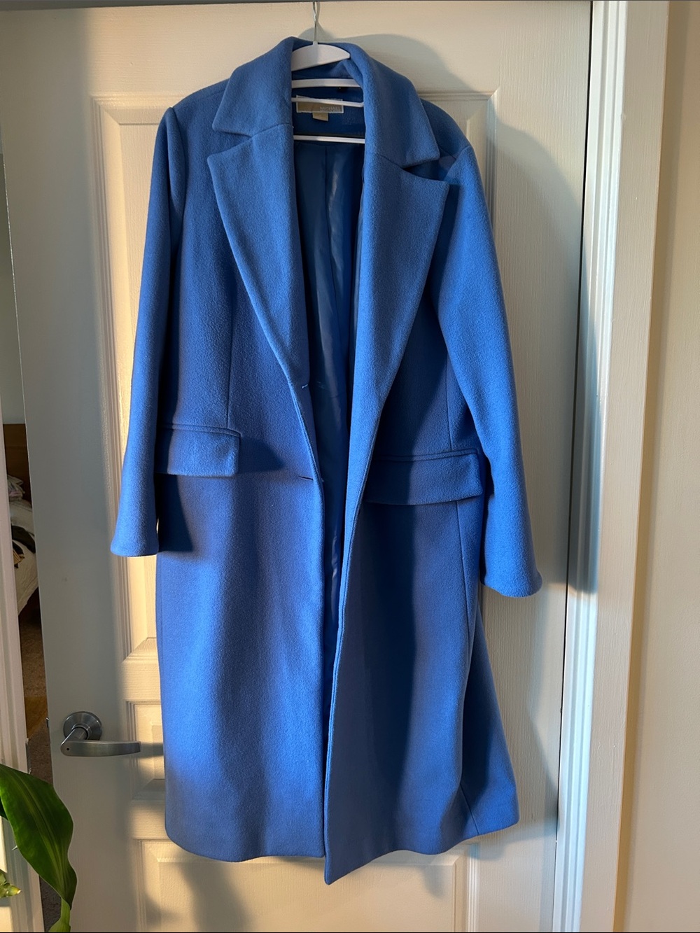 Michael Kors Tailored Long Blue Wool Coat